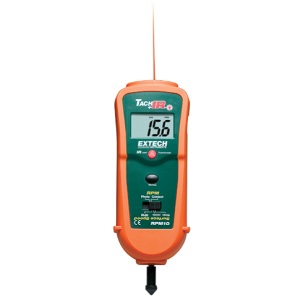 Extech RPM10 Photo/Contact Tachometer with built-in InfraRed Thermometer